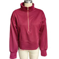 Pullover Top Fashionable Long Sleeve Zipper Sweatshirt Casual Simple For Daily