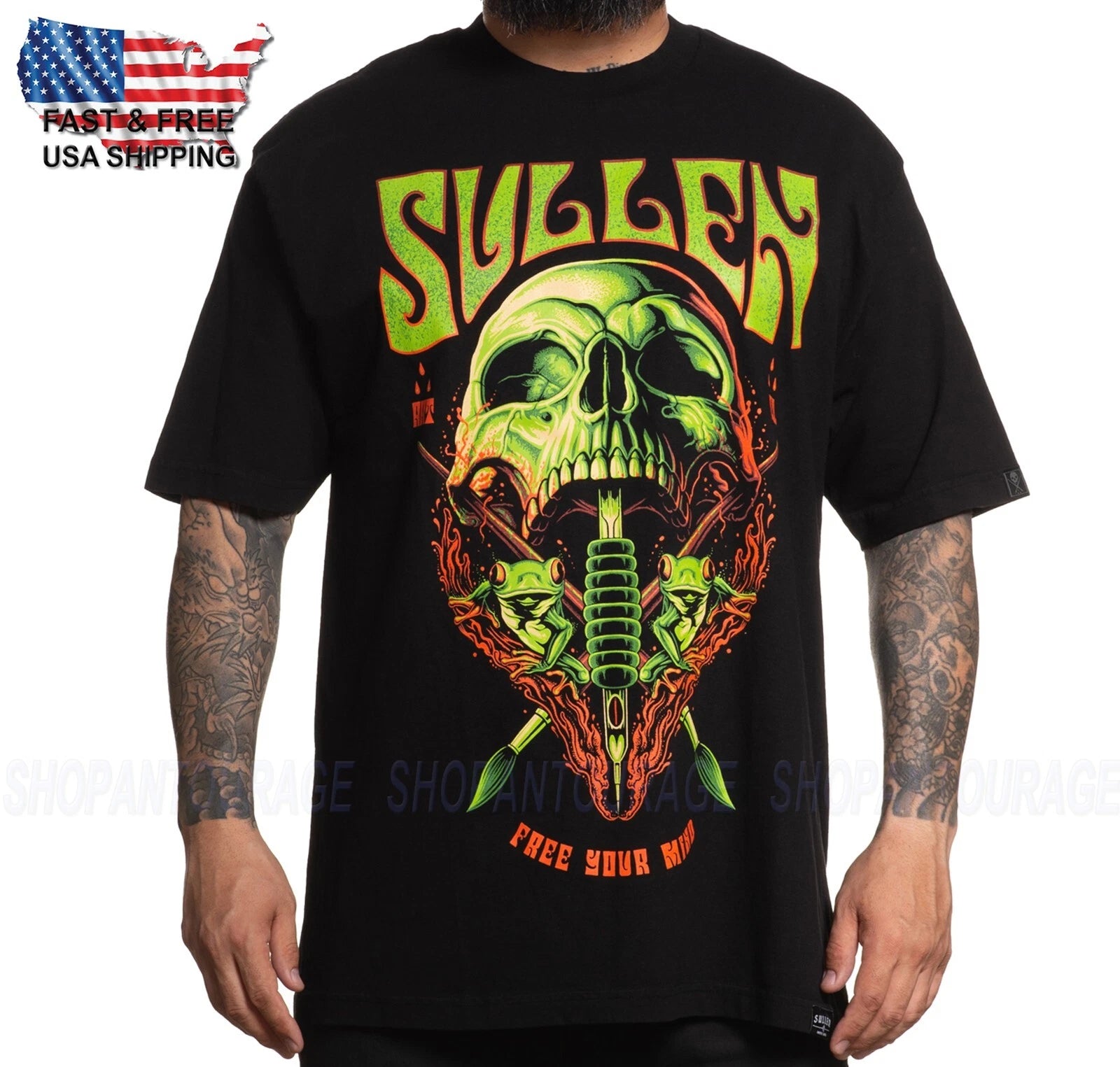 Sullen Art Collective Free Mind One Ton  SCM7064 Short Sleeve T-shirt For Men