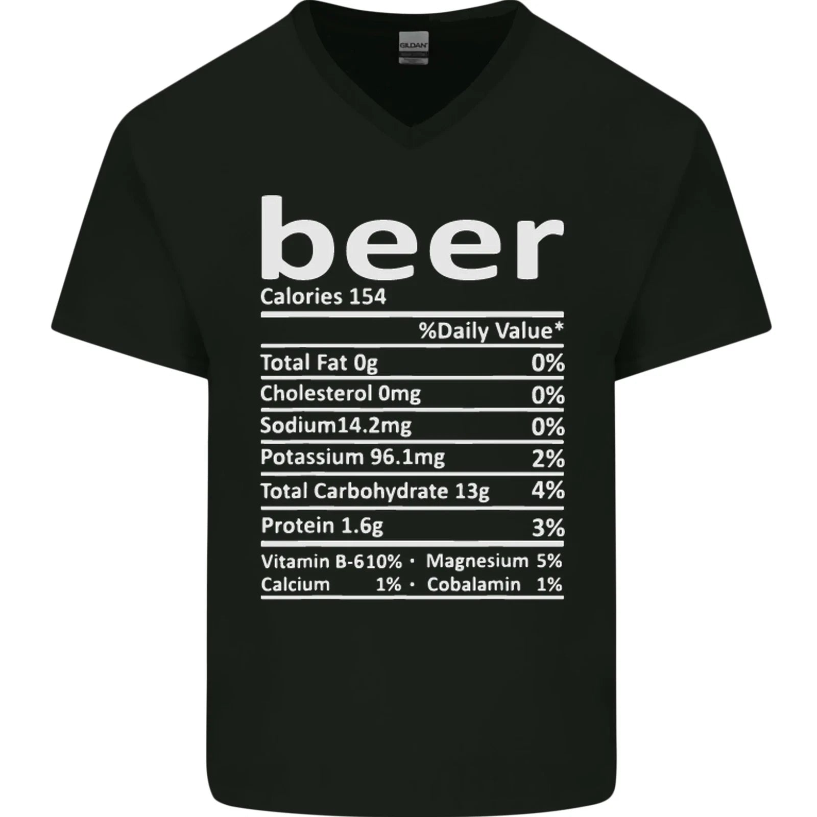 Funny Beer Nutritional Facts Alcohol Mens V-Neck Cotton T-Shirt