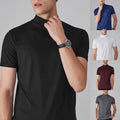 Men For Slim Fit Half High Collar Short Sleeve T Shirt Solid Casual Tee