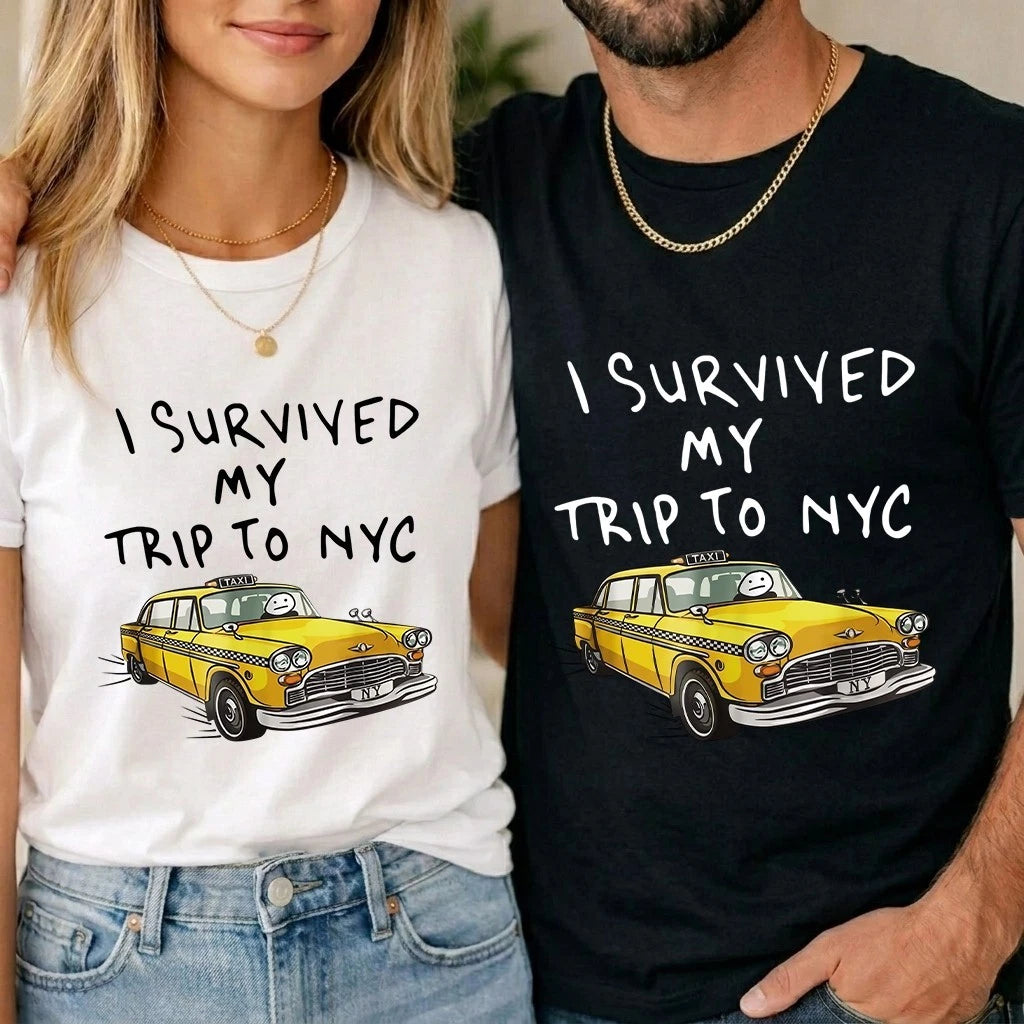 I Survived My Trip To NYC Unisex T Shirt Funny Taxi Meme Game New York Tee Kids