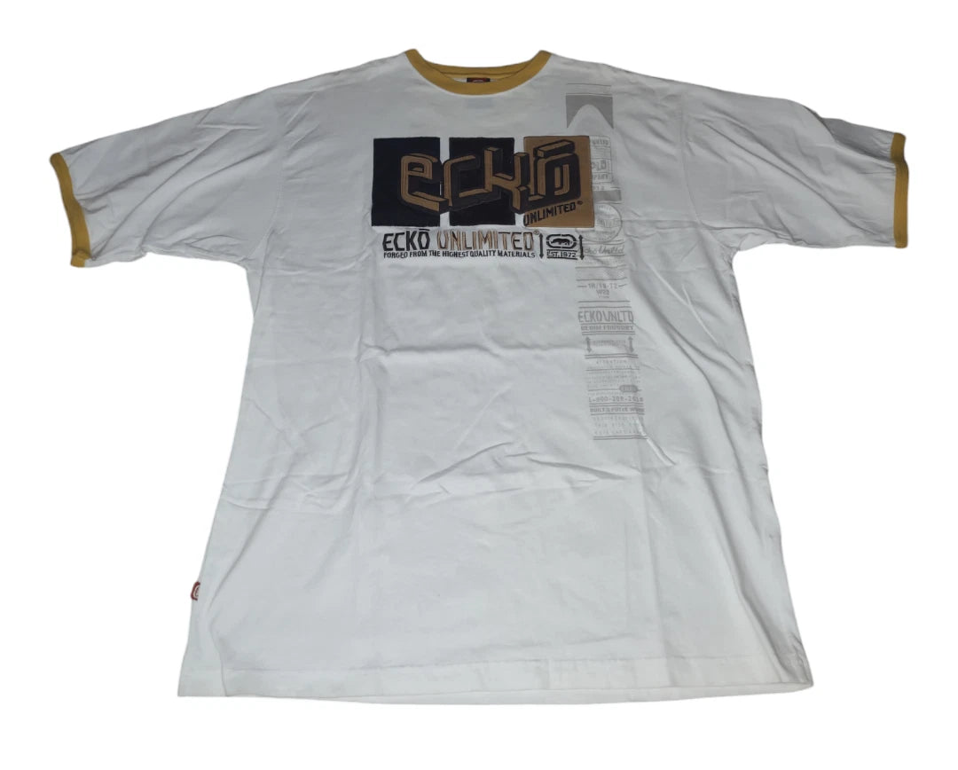 Vintage Ecko T-Shirt Y2K Spell Out Size XL Brown Tan Urban Streetwear
