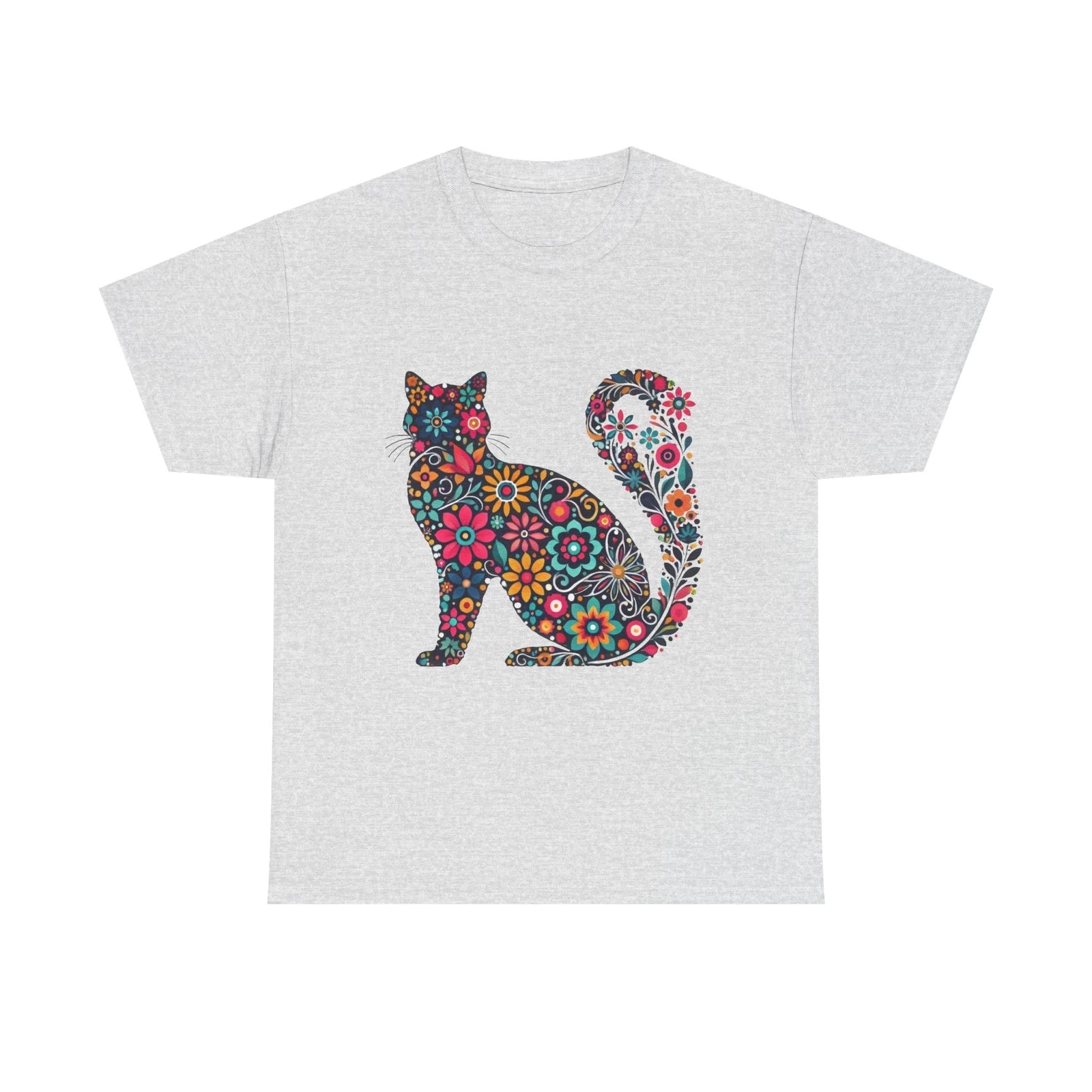 Floral Cat Silhouette T-Shirt Elegant Feline Design Cute & Artsy Cat Lover Gift