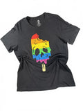 Rainbow Skull Popsicle Graphic Black Men's T-Shirt Size Large - Streetwear