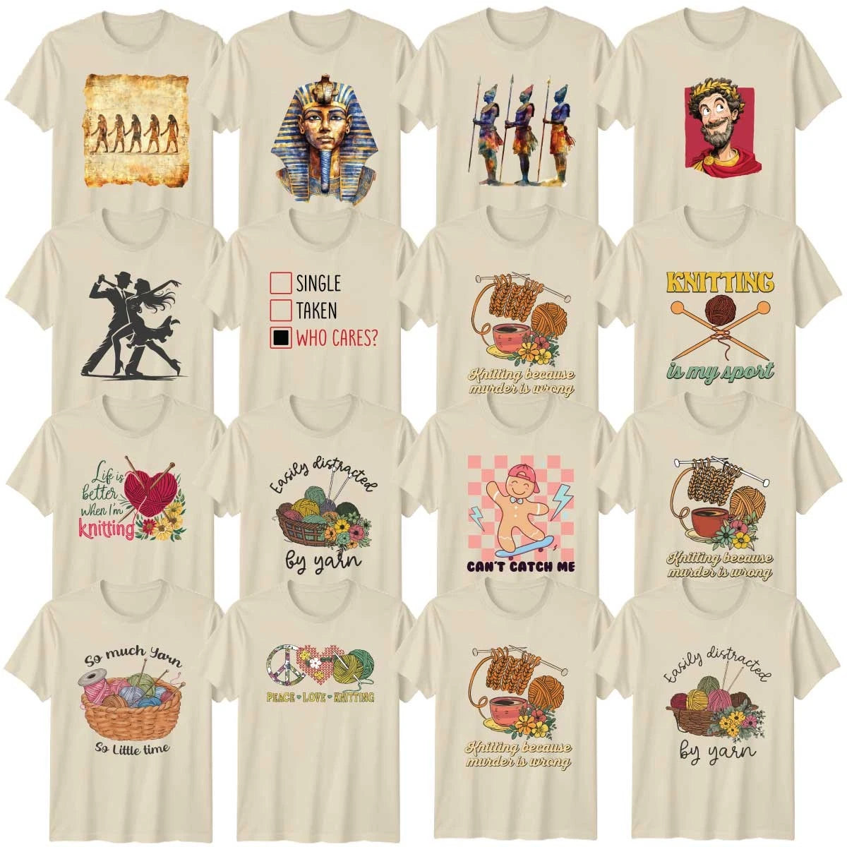 Knitting Adult T-Shirt Hobby And Craft Ancient Egypt Creative Gift