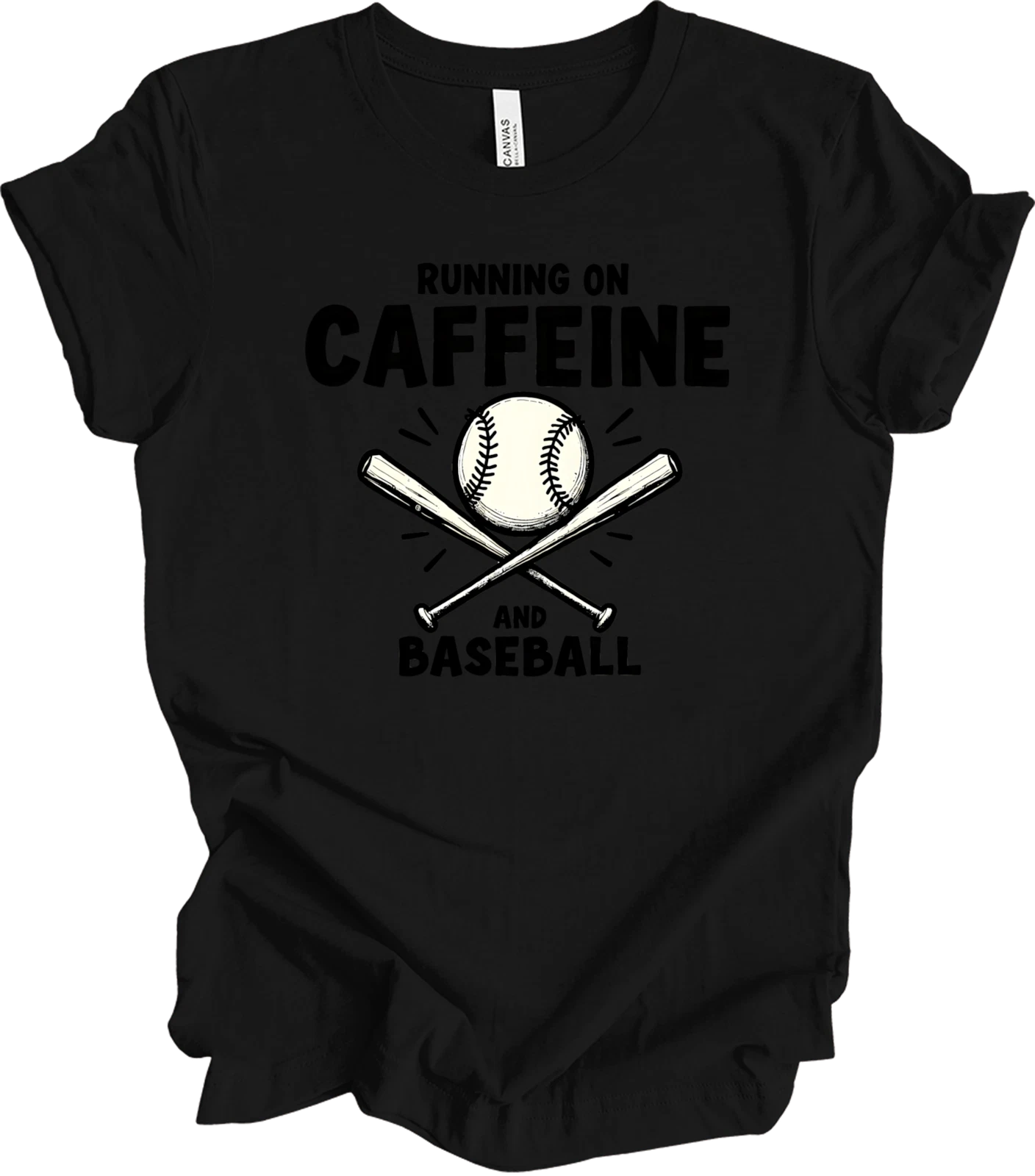 Running on Caffeine & Baseball  Funny Sports Mom Gift Game Day Trend T-shirt