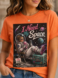I Need My Space Astronaut Graphic Tee Funny Introvert Space Shirt Medium