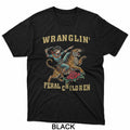 Wrangling Feral Children Funny Cowgirl Riding Tiger Western T-Shirt
