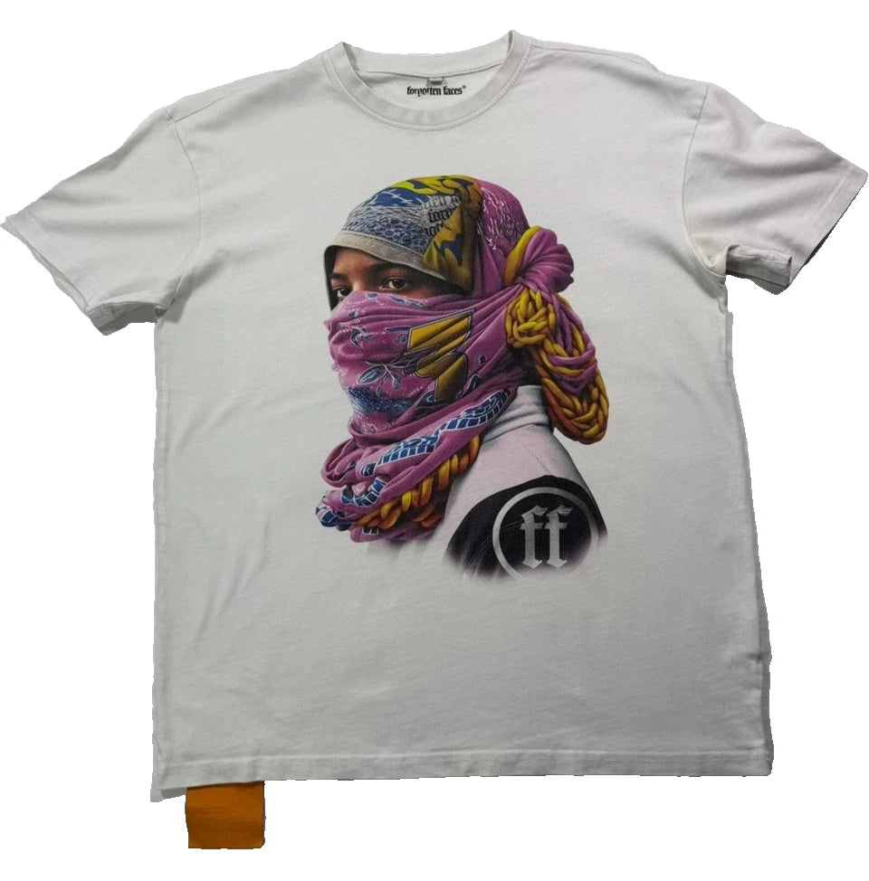 Men's T-Shirt Short-Sleeve Forgotten Faces Rider Oversized Tee White - Size S