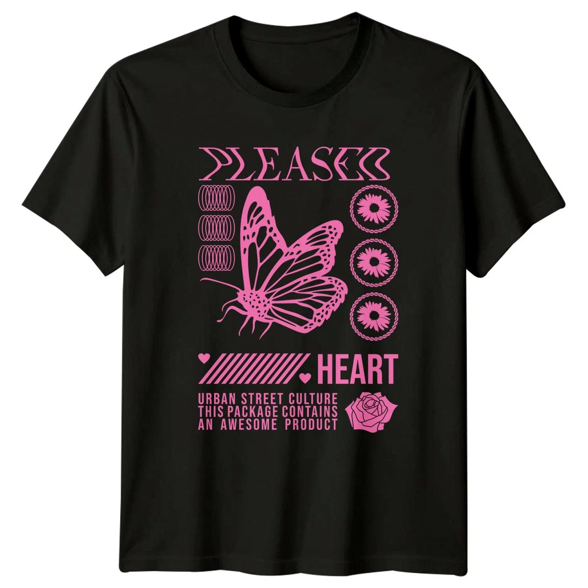 Pleased Heart Urban Street Culture Womens T-Shirt Streetwear Gift For Her