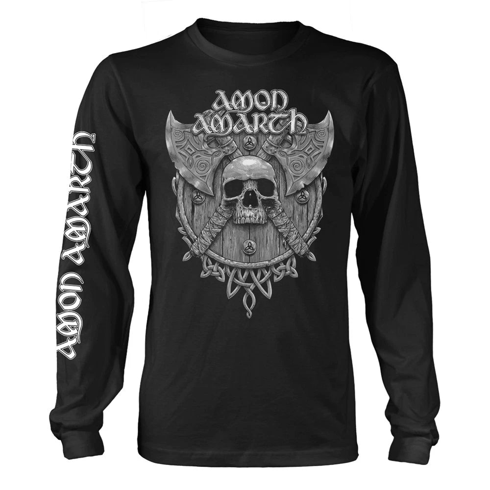AMON AMARTH - GREY SKULL (BLACK) BLACK Long Sleeve Shirt Medium