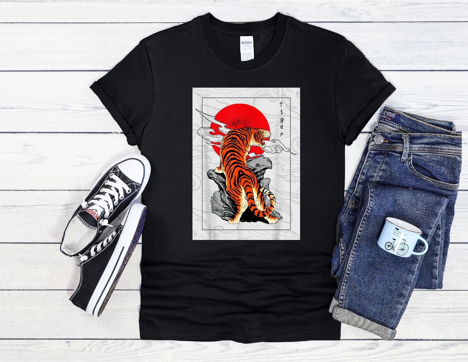 Tiger Red T-Shirt Sun Vintage Design Men Women Unisex Shirt Hoodie Baseball 4082