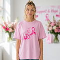 Breast Cancer Awareness Pink Ribbon Butterfly Women T Shirt