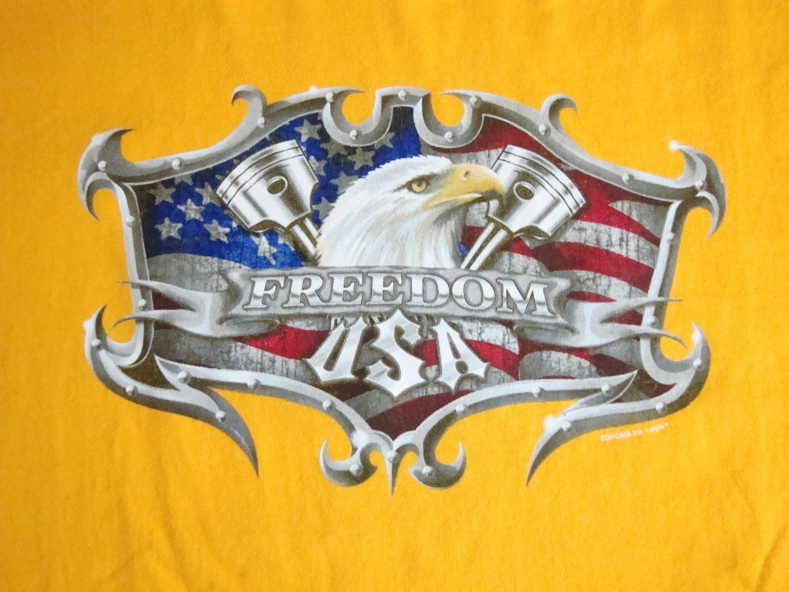 Freedom USA American Eagle Flag America Biker Motorcycle Hot Rod Car T Shirt XL