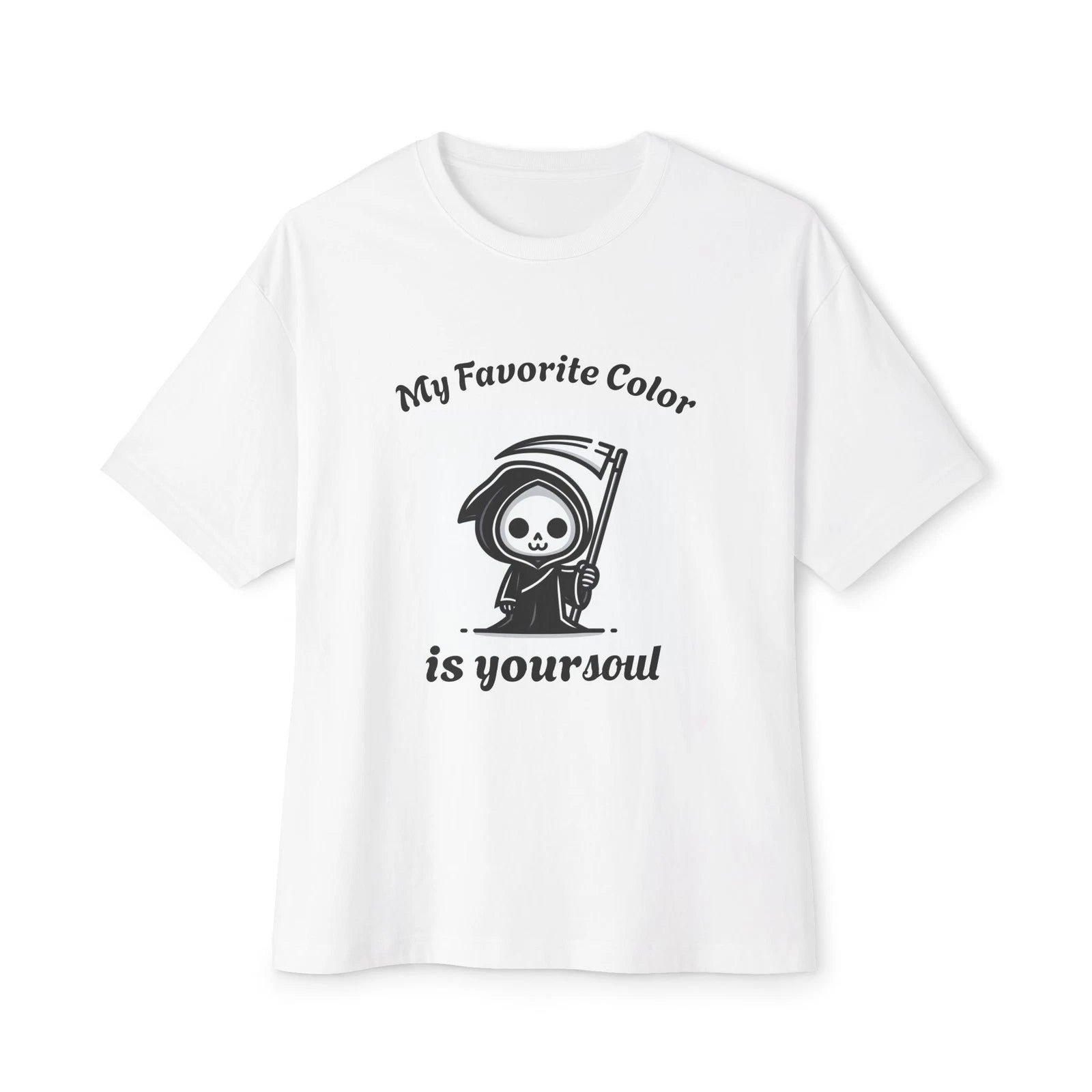 Cute Grim Reaper Shirt, Halloween Oversized Tee, Spooky Graphic Tee, Unisex