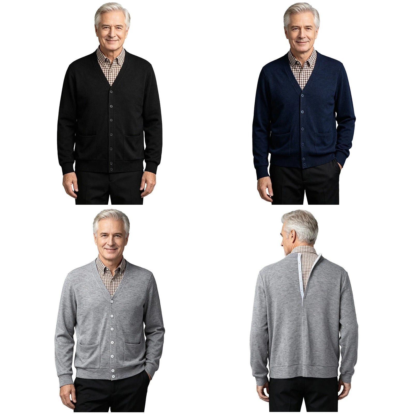 Mens Outerwear Senior Top Easy‑on‑off Knitted Shirt Fashionable Cardigan Loose