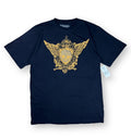 Deadstock Y2K Avirex Black Gold Foil Skull Wings Graphic T-Shirt