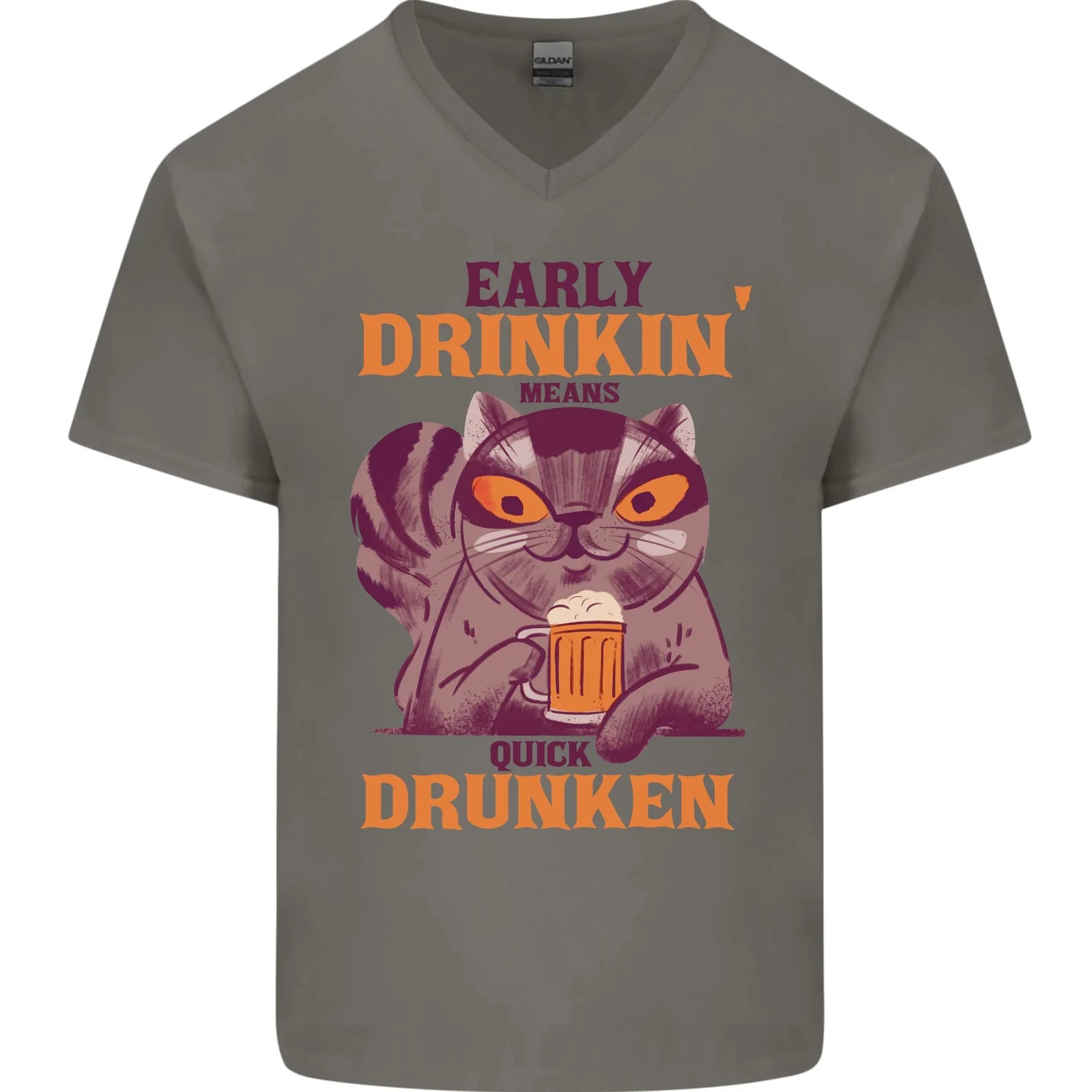 Early Drinkin' Quick Drunken Funny Beer Alcohol Mens V-Neck Cotton T-Shirt