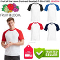 Fruit of the Loom SS31 Contrast Baseball T-Shirt 165GSM Mens Raglan Sleeve Tee