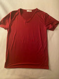 Men's rolled V-Neck T-Shirt (L China) US size Small NWOT unbranded Garnet Red