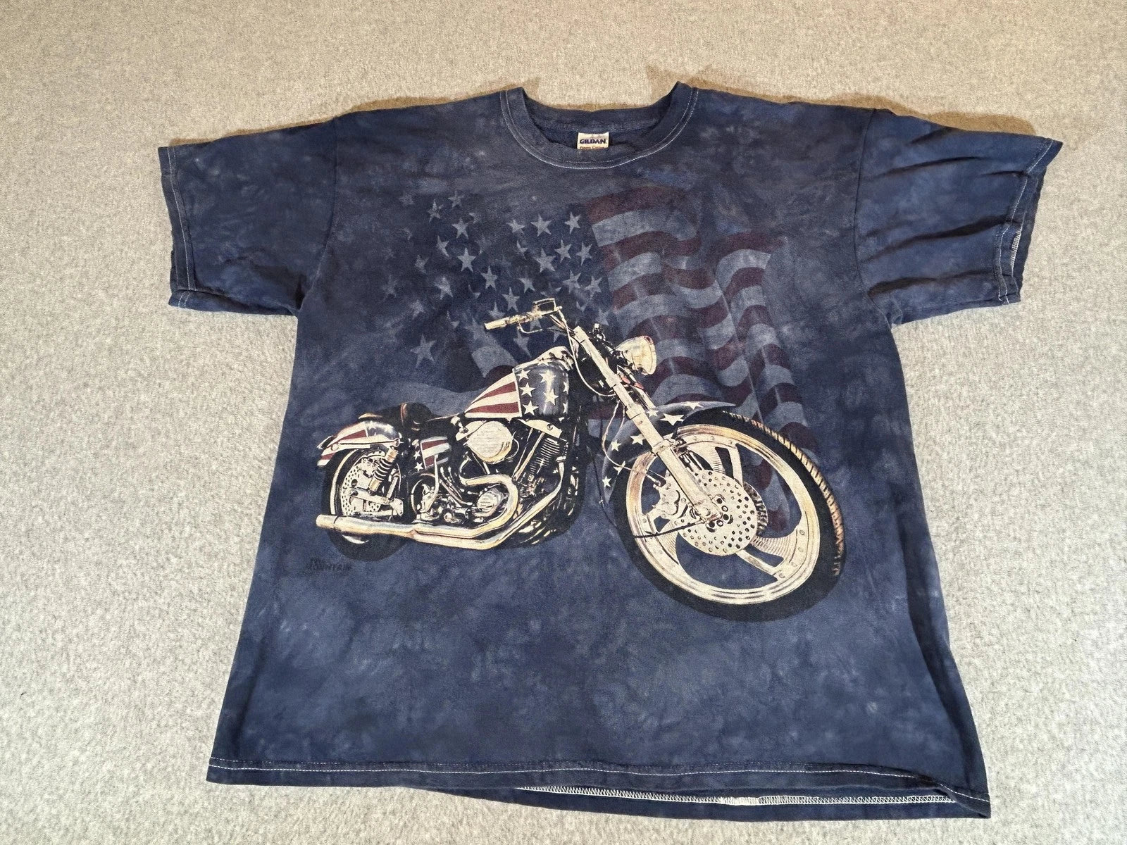Motorcycle Shirt Mens XL Tie Dye Biker USA Patriotic American Flag Vintage Y2K