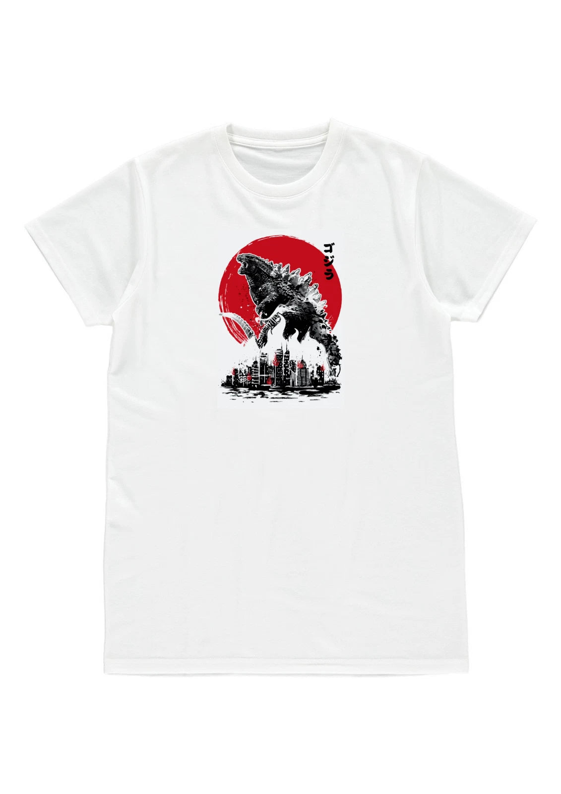 Godzilla T-Shirt Japanese Graphic Tee Red Sun Gojira Kaiju Monster Movie Top
