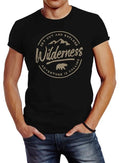 Neverless® Men's Adventure Logo Mountains Mountain Bear Wilderness T-Shirt