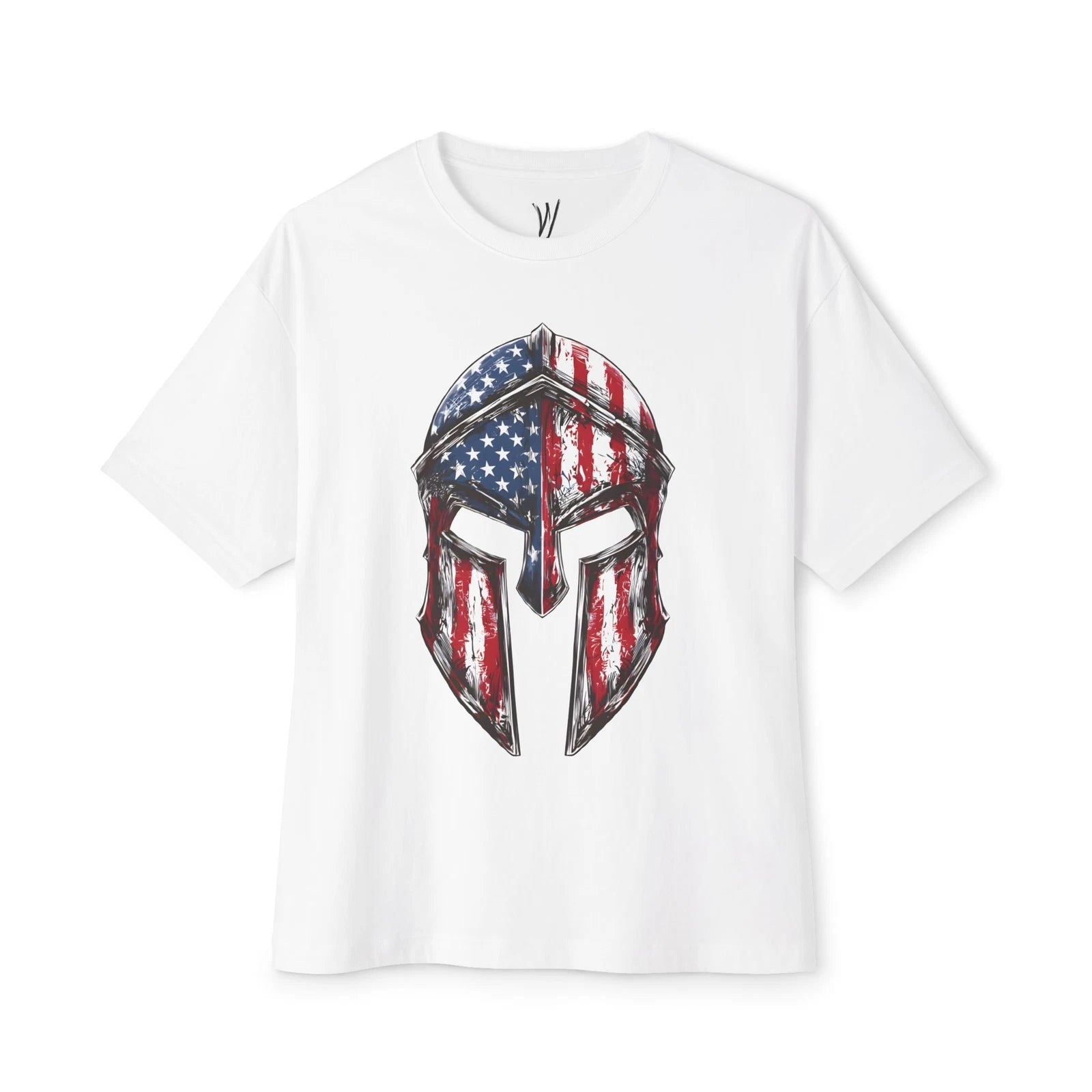 Patriotic Oversized Unisex Tee Freedom Spirit Spartan USA Flag 4th of July