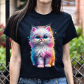 Cute fluffy kitten Color Splash Unisex T-shirt Black Navy Dark Heather