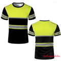Simple Striped Safety Work T-shirt Summer Casual Short Sleeved 3D Printed Round
