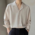 Cuban Collar Long-sleeved Shirt Men's New Spring Handsome Shirt Casual Slim Tops