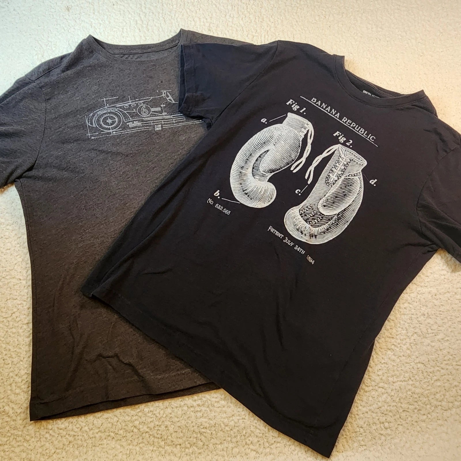 Pair Of Banana Republic Shirts Mens T-Shirt Sz Medium M Boxing Car