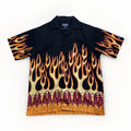 Y2K VTG Urban Exchange Sz M Shirt Flame Fire Tribal AOP Hawaiian Guy Fieri Read*