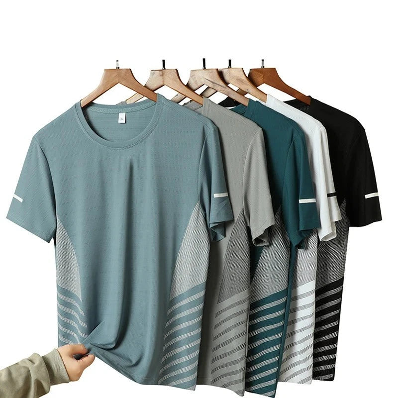 Mens Quick Dry Sports T Shirt Breathable Running Gym Reflective Top 5XL UK