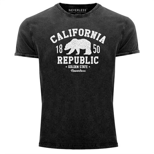 Neverless® Men's T-Shirt Vintage Shirt Print Shirt California Republic
