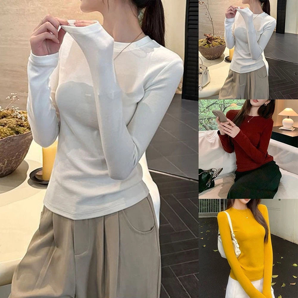 Y2k Women's Slim Fit Long Sleeve T Shirt Crew Neck Pullover Casual Streetwear