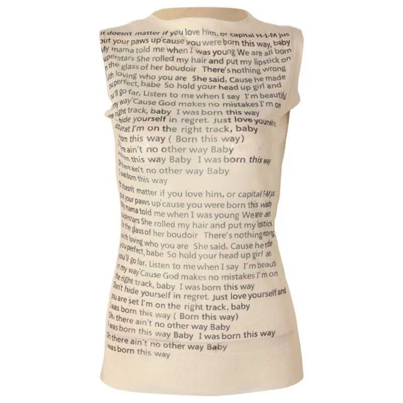 Fashionable Culture With Letter Design Sleeveless Tank Tops Summer Vest