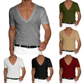 Male T-Shirt T-Shirt Bodybuilding Comfortable Deep V Neck High Quality