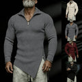 Lapels Half Zipper Men T Shirt Pullover for Fitness and Daily Wear Black