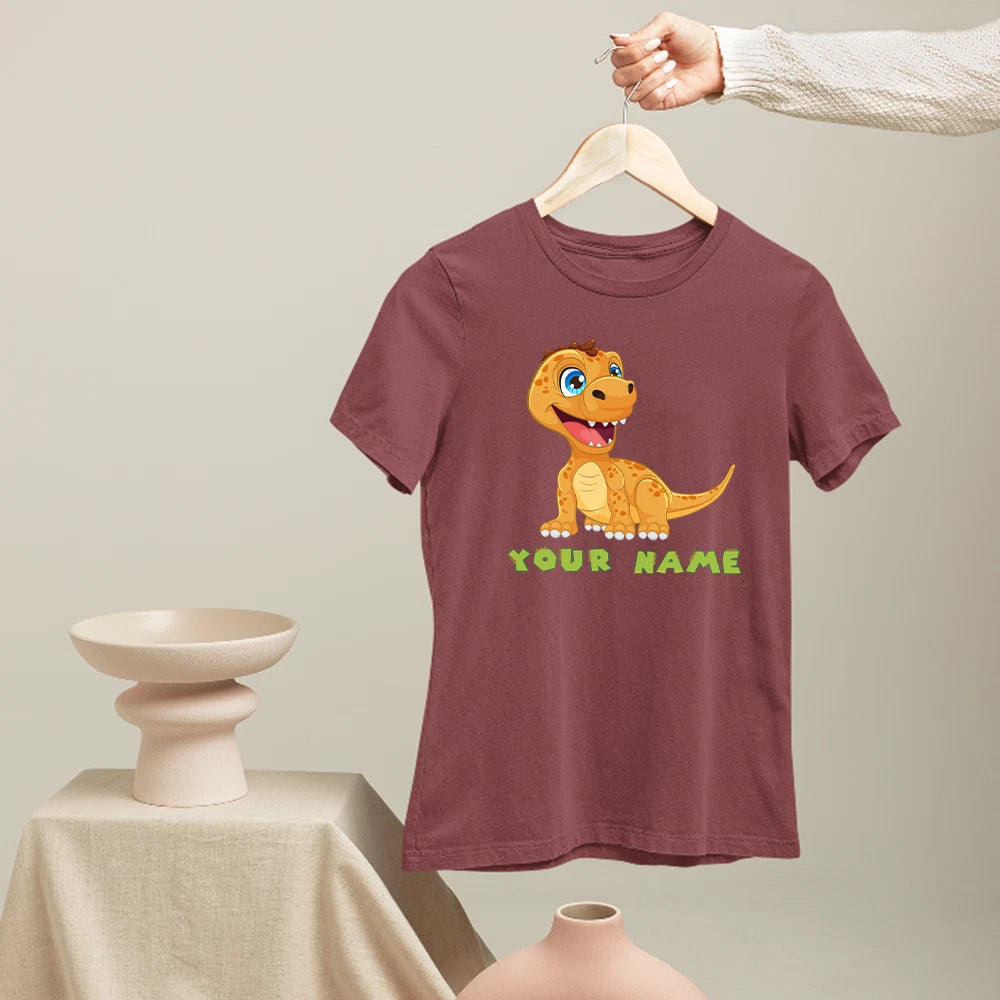 Personalised Custom Text Dinosaur T-Shirt Funny Cartoon Dino Themed Party Gift
