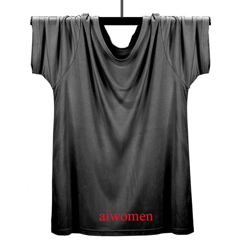 Men's 100% Silk T-shirt Knitted Crew Neck Short Sleeves Summer Casual Tops Soft