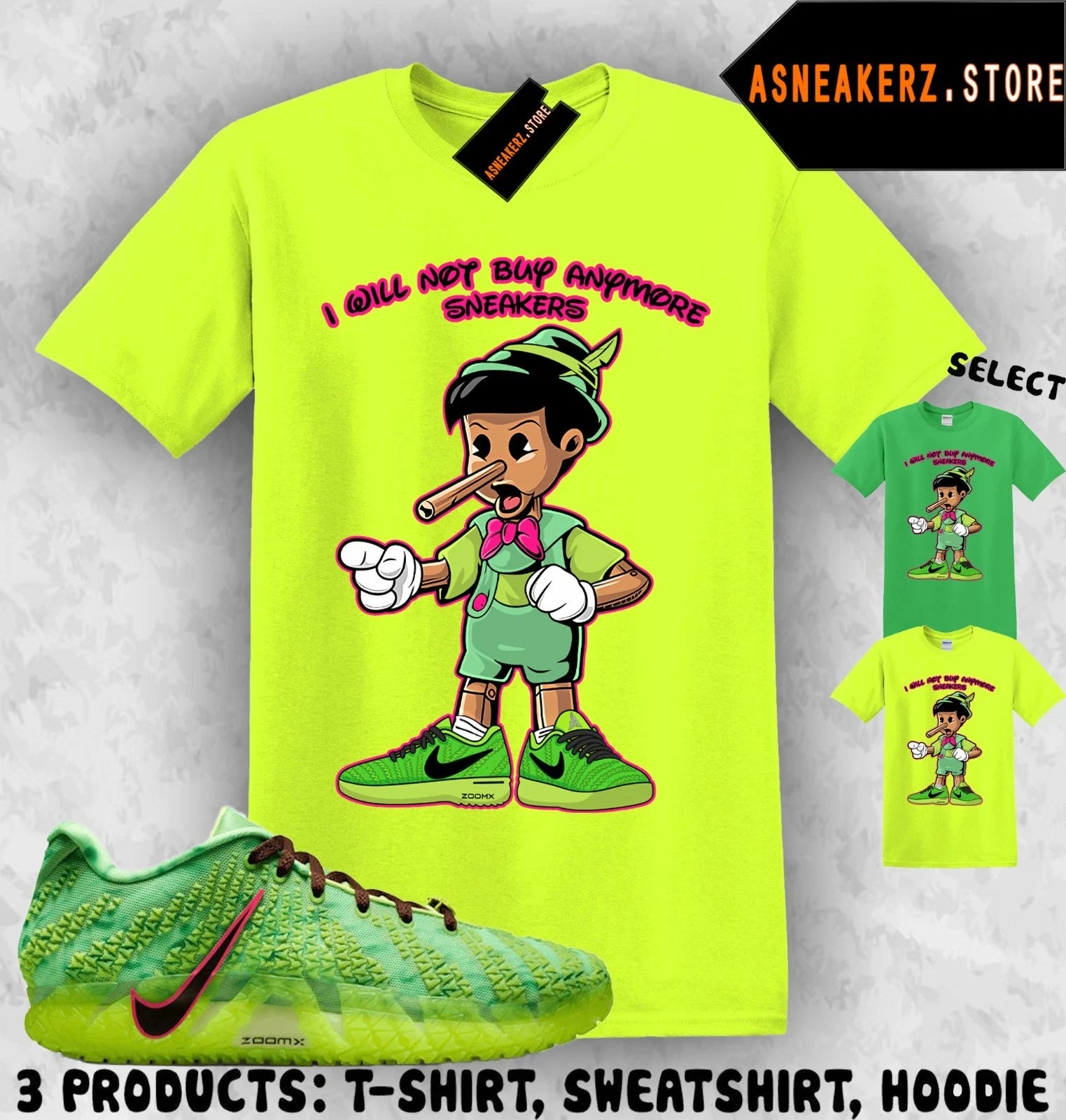 Tee Shirt Matching Ja 3 Zombie Spooky Season Match Sneaker Sneakerhead Pinocchio