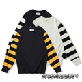 Vintage Men's Striped Long Sleeve T-Shirts Casual Crew Neck Motorcycle Shirts