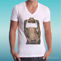 White T-shirt V-neck Sexy Body Tattoo Model Body Gift Idea