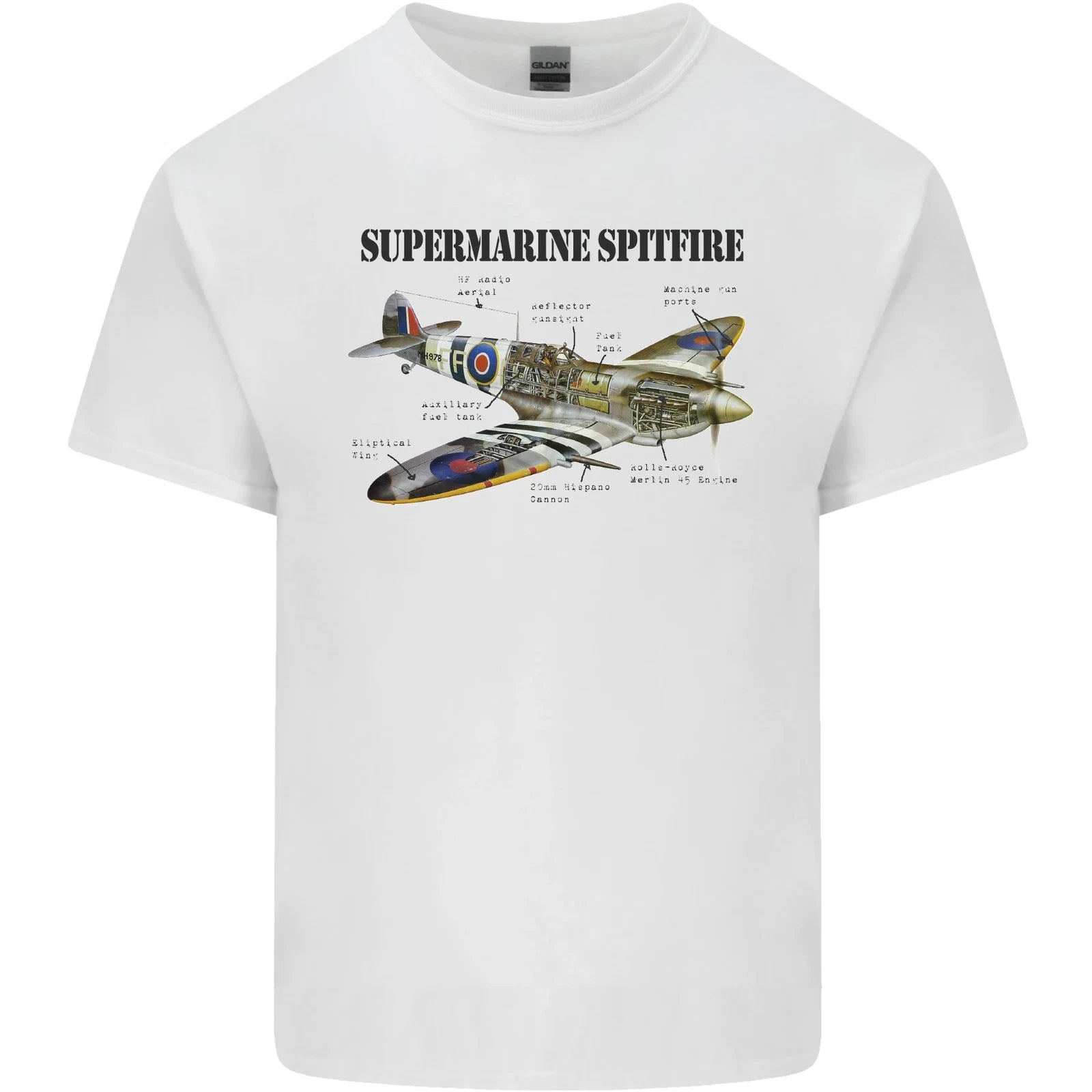 Supermarine Spitfire Infopic Mens Cotton T-Shirt Tee Top