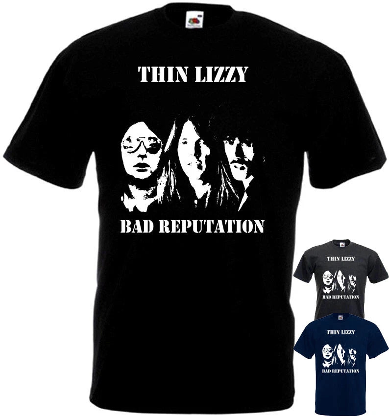 Thin Lizzy Bad Reputation v2 T-shirt hard rock black graphite all sizes S-5XL