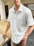 Men's Linen Shirt Casual Slim Shirts Short Sleeve Button Down Tops Blouse