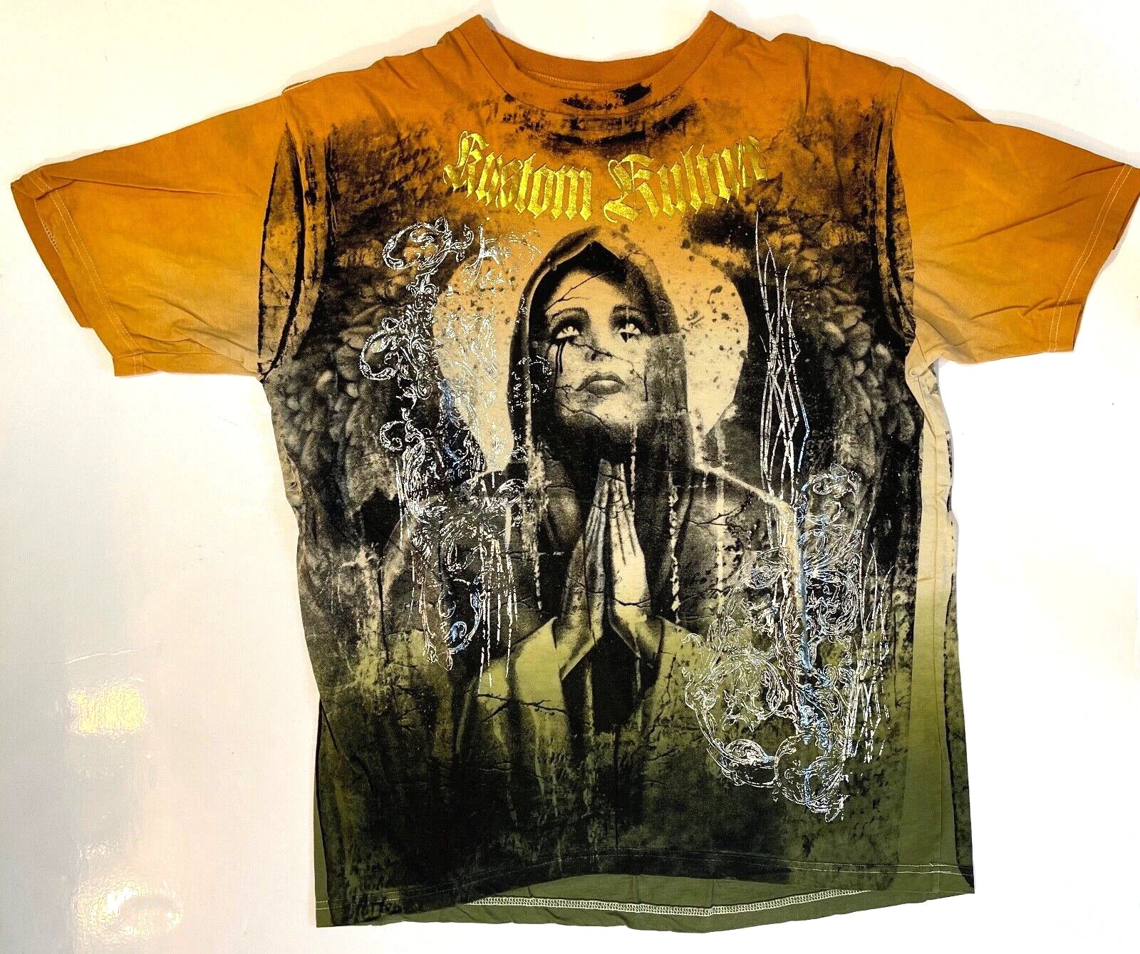New Without Tags Vintage Kustom Kulture Men's Large Cotton T-Shirt Praying Angel