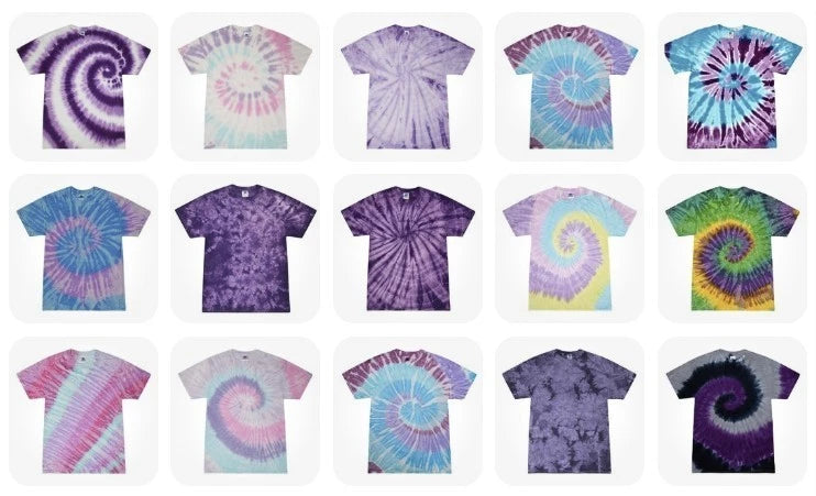 Colortone Purple Tie Dye T-Shirt Multi Style Adult S-5XL 100% Cotton Blank Tee