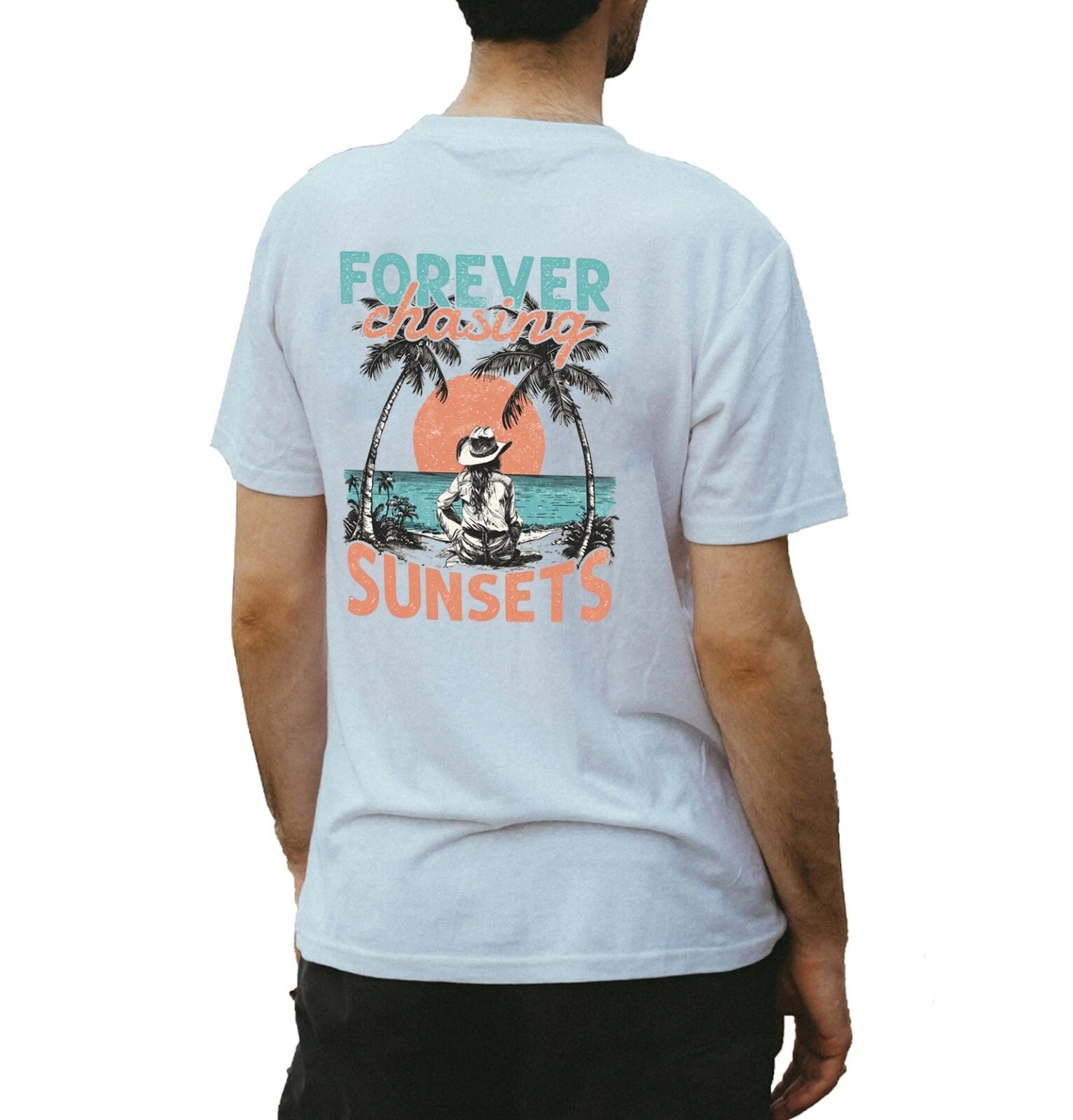 Unisex Slim Fit T-Shirt - Forever Chasing Sun Original Summer Crewneck Slim Fit